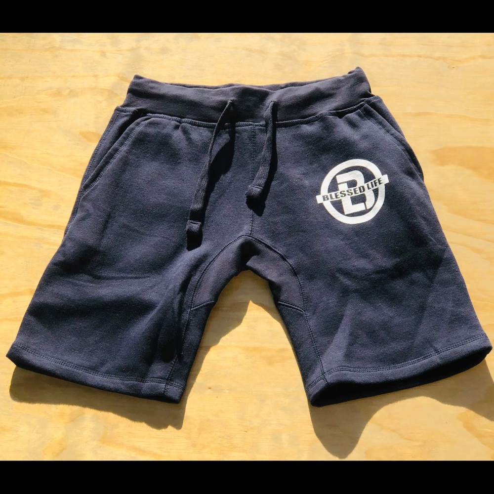 Unisex blessed life Sweat Shorts with white logo